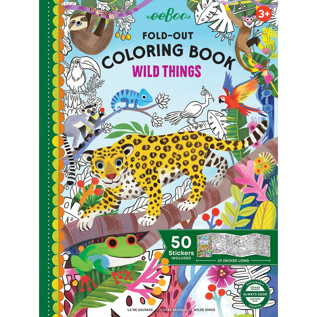 eeBoo Fold-Out Coloring Book, Wild Animals