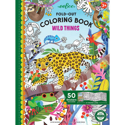 eeBoo Fold-Out Coloring Book, Wild Animals
