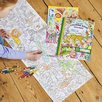 eeBoo Fold-Out Coloring Book, Wild Animals