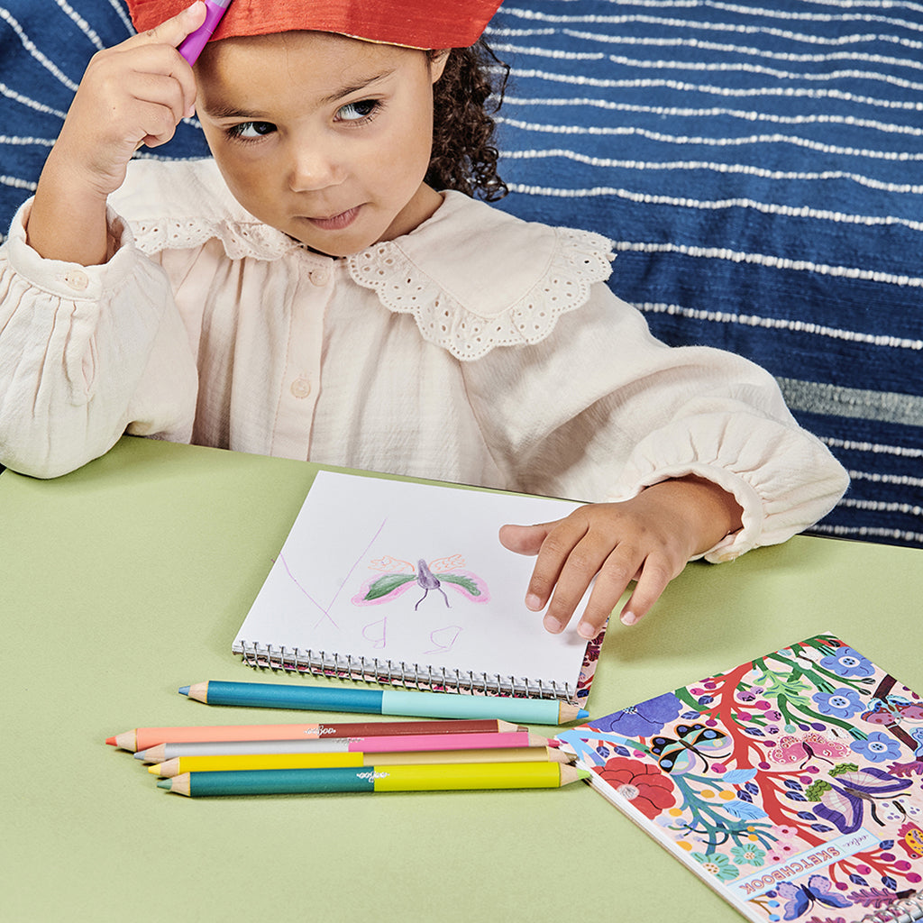 eeBoo 6 Double-Ended Jumbo Colored Pencils, Butterfly Collection