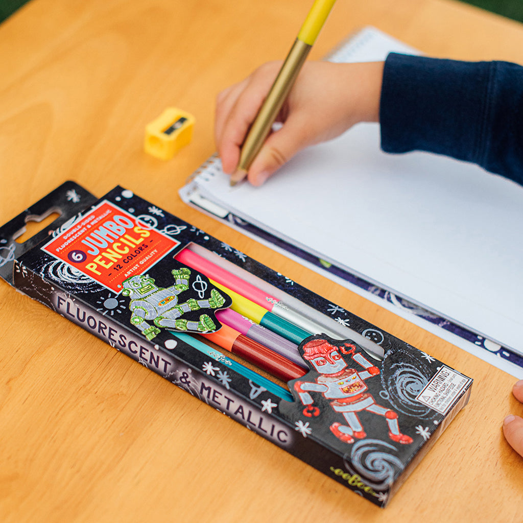 eeBoo 6 Jumbo Double-Ended Colored Pencils, Robot