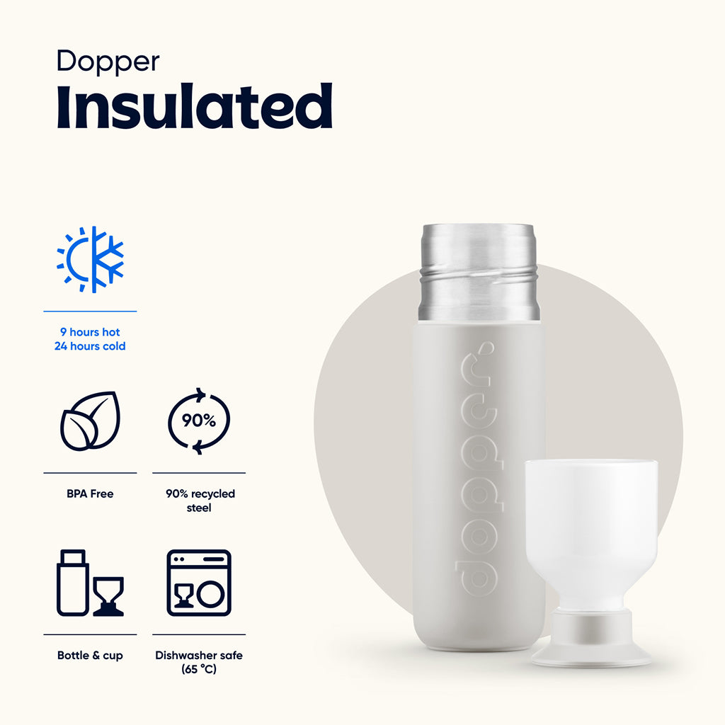 Dopper Insulated Thermos Bottle, 350 ml - Gentle Grey