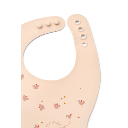 Liewood 2-Pack Silicone Bibs with Pocket, Mini Butterfly/Apple Blossom