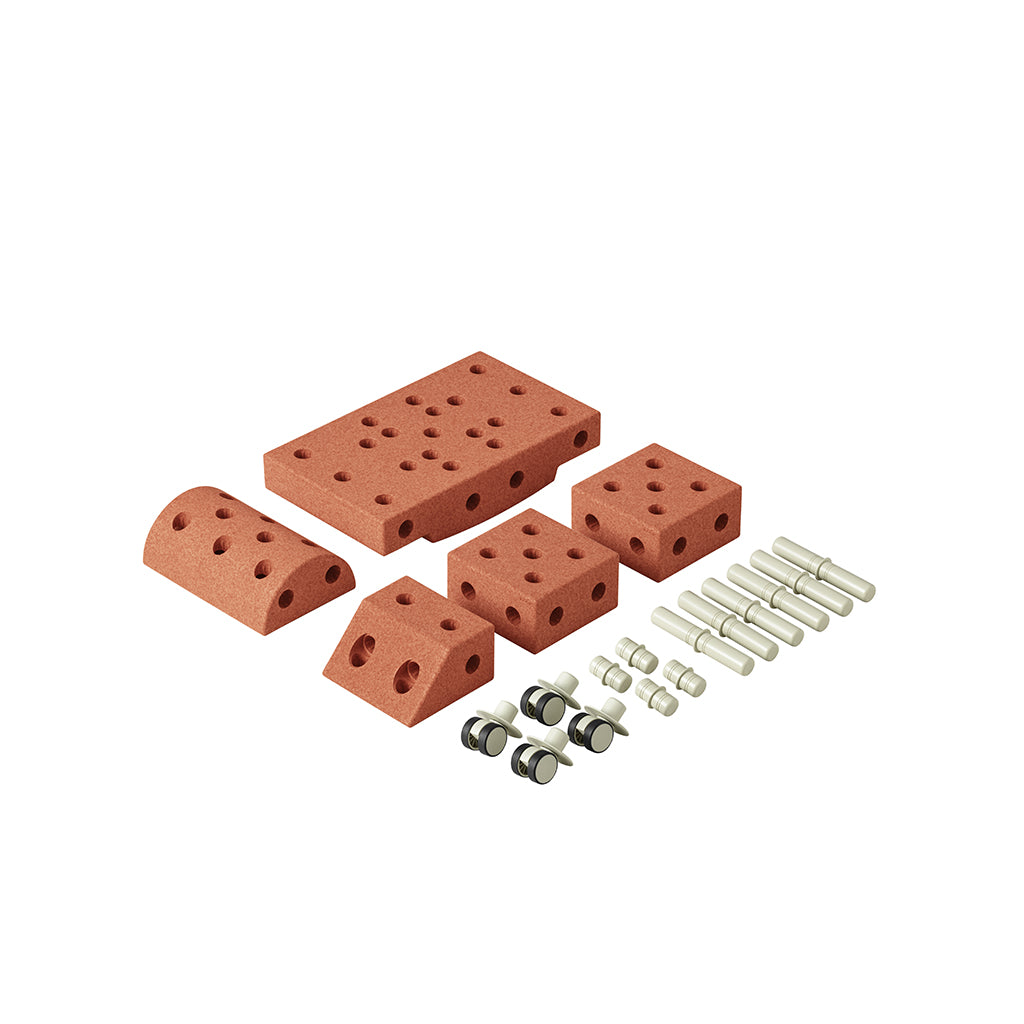 Modu foam construction toy, Explorer set, 20 pieces – Burnt orange/Dusty green