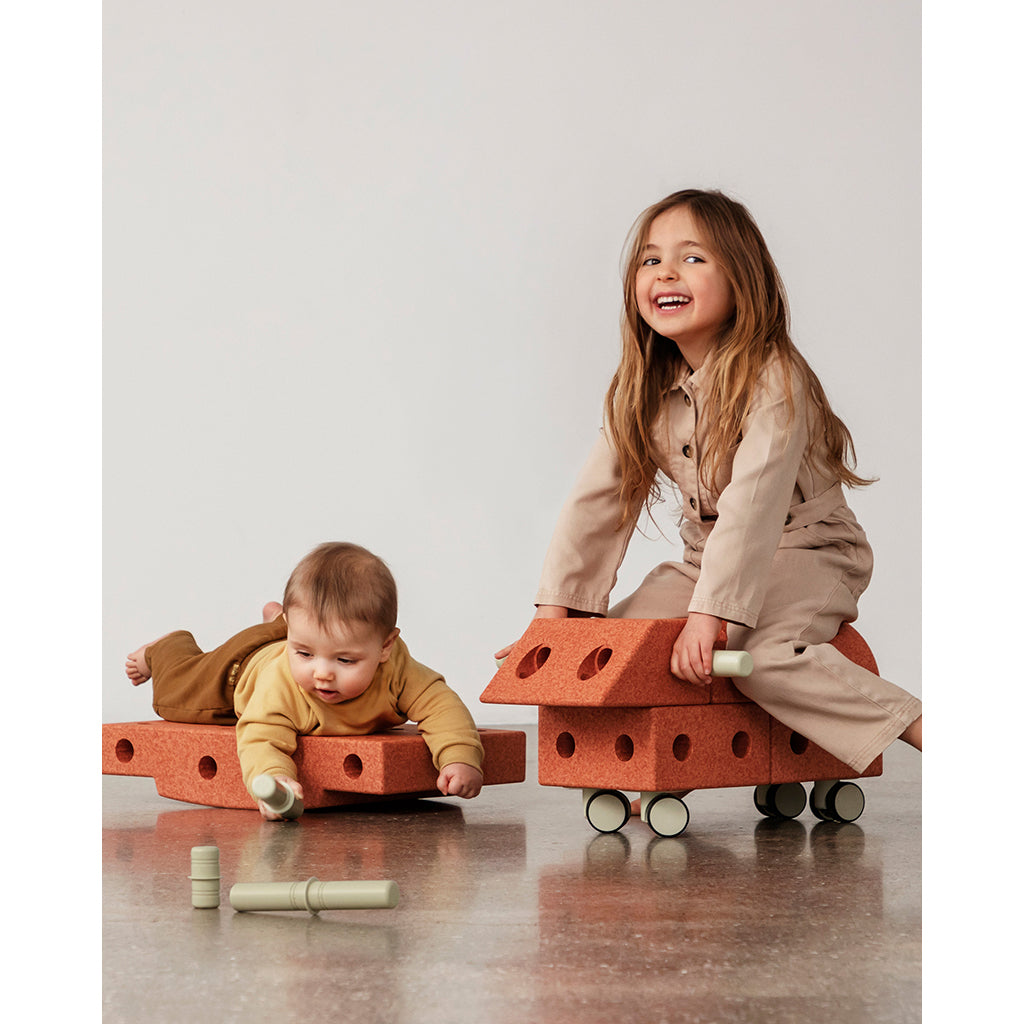 Modu foam construction toy, Explorer set, 20 pieces – Burnt orange/Dusty green