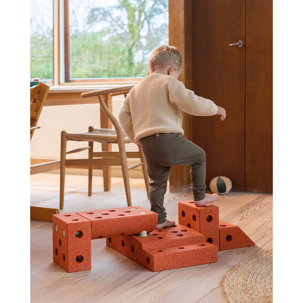 Modu foam construction toy, Explorer set, 20 pieces – Burnt orange/Dusty green