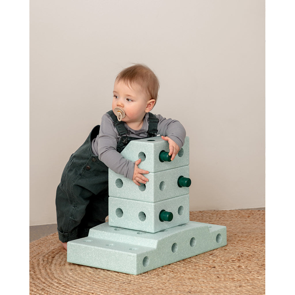 Modu Construction Toy in Foam, Explorer Set, 20 Pieces - Ocean Mint/Forest Green