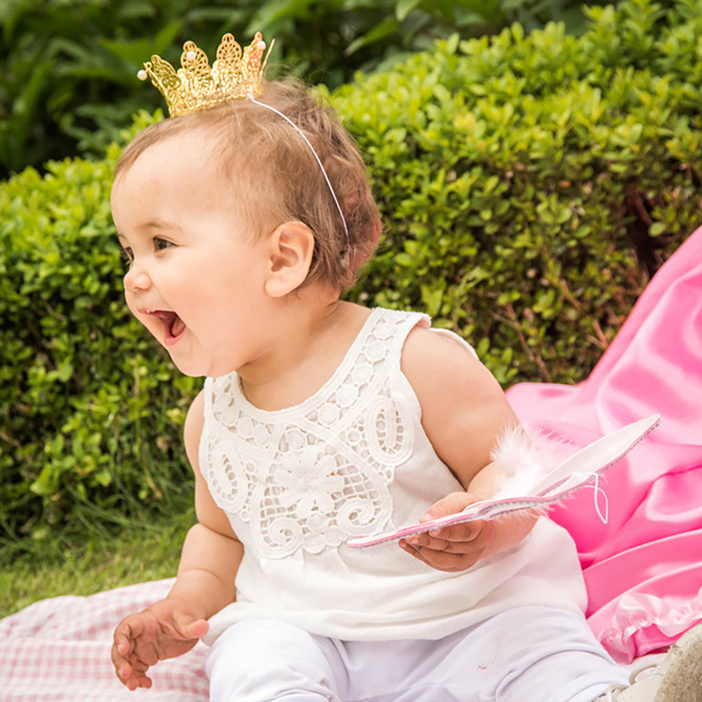 The Good Fairy, Metal Princess Crown with Pearls - Gold-Colored
