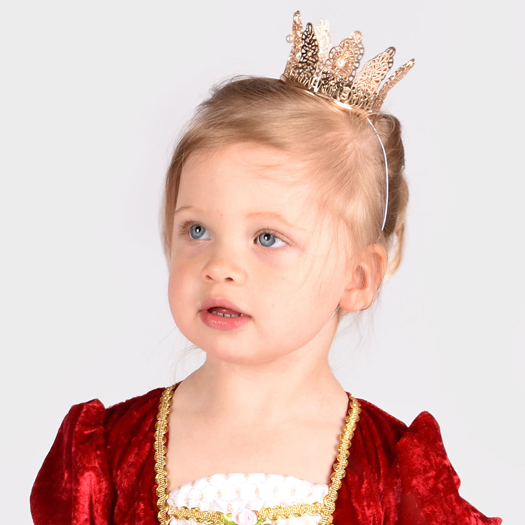 The Good Fairy, Metal Princess Crown with Pearls - Gold-Colored