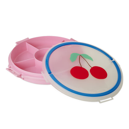 Rice Snack Tray with Lid, 6 Compartments – Pink