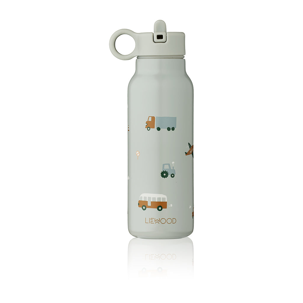 Liewood Falk water bottle, termoflaske 350 ml. - Vehicles/ Dove Blue Mix