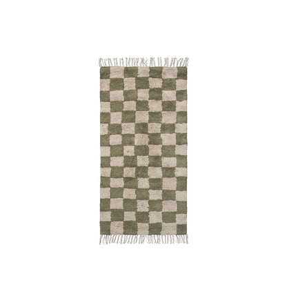 ferm Living gulvtæppe, Mara washable Rug, Elm green/warm sand - 80 x 150 cm