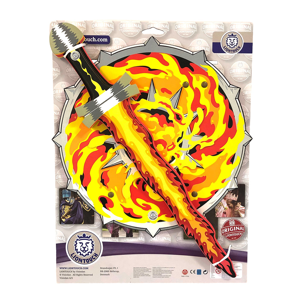 Liontouch Knight Set with Flame-Decorated Shield and Sword