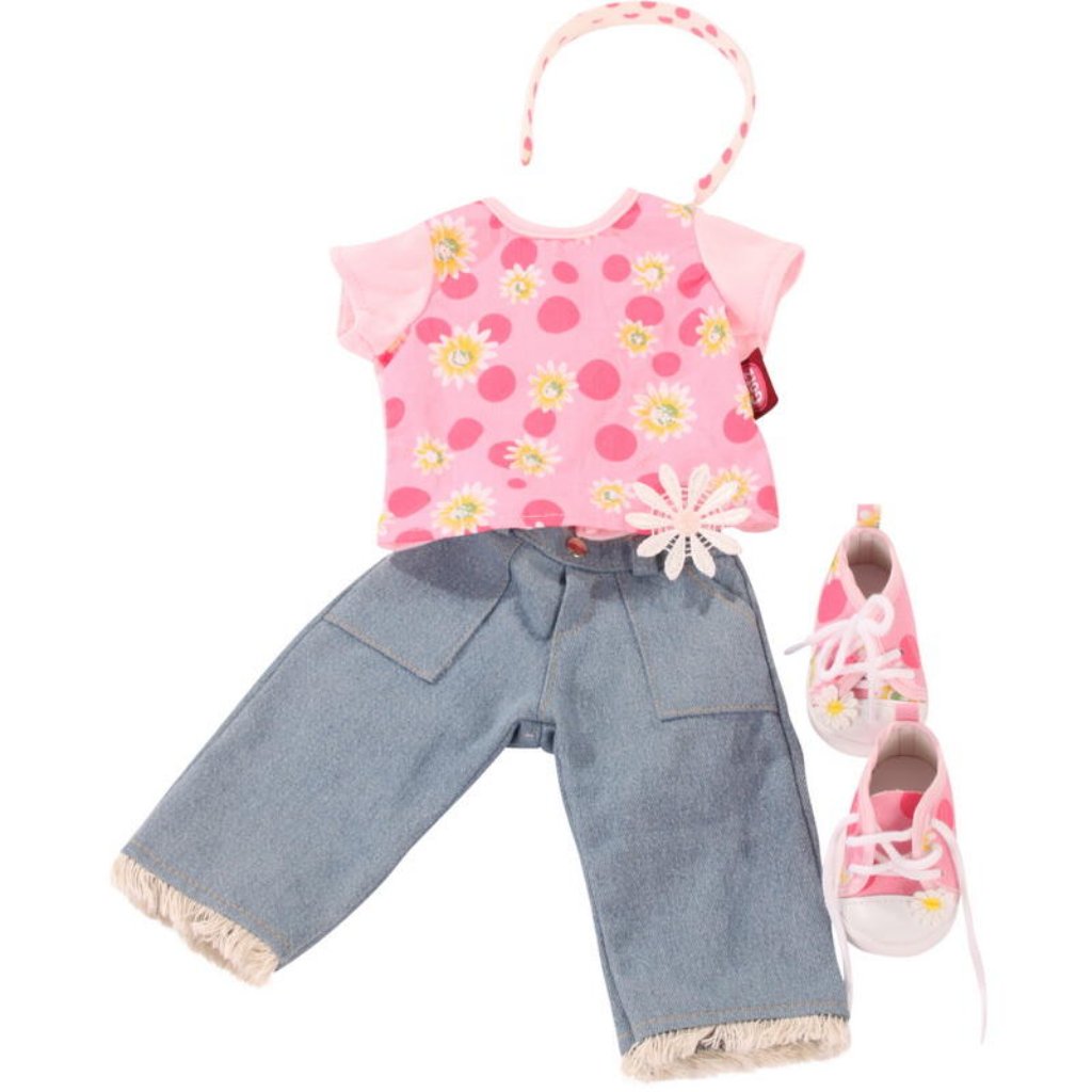 Götz Doll Clothing, Set with Jeans and Daisy Top - Size 50 cm