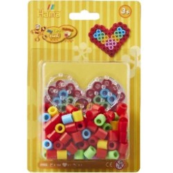 Hama Bead Plate Set, Heart + 100 Beads