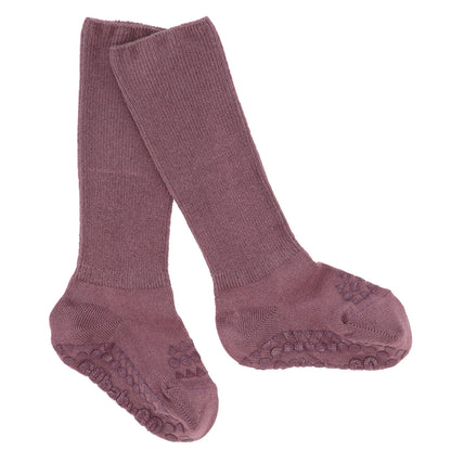 GoBabyGo Non-Slip Socks with Rubber Grips, Bamboo - Misty Plum