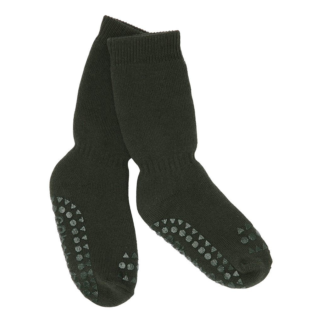 GoBabyGo Non-Slip Socks with Rubber Dots, Forest Green