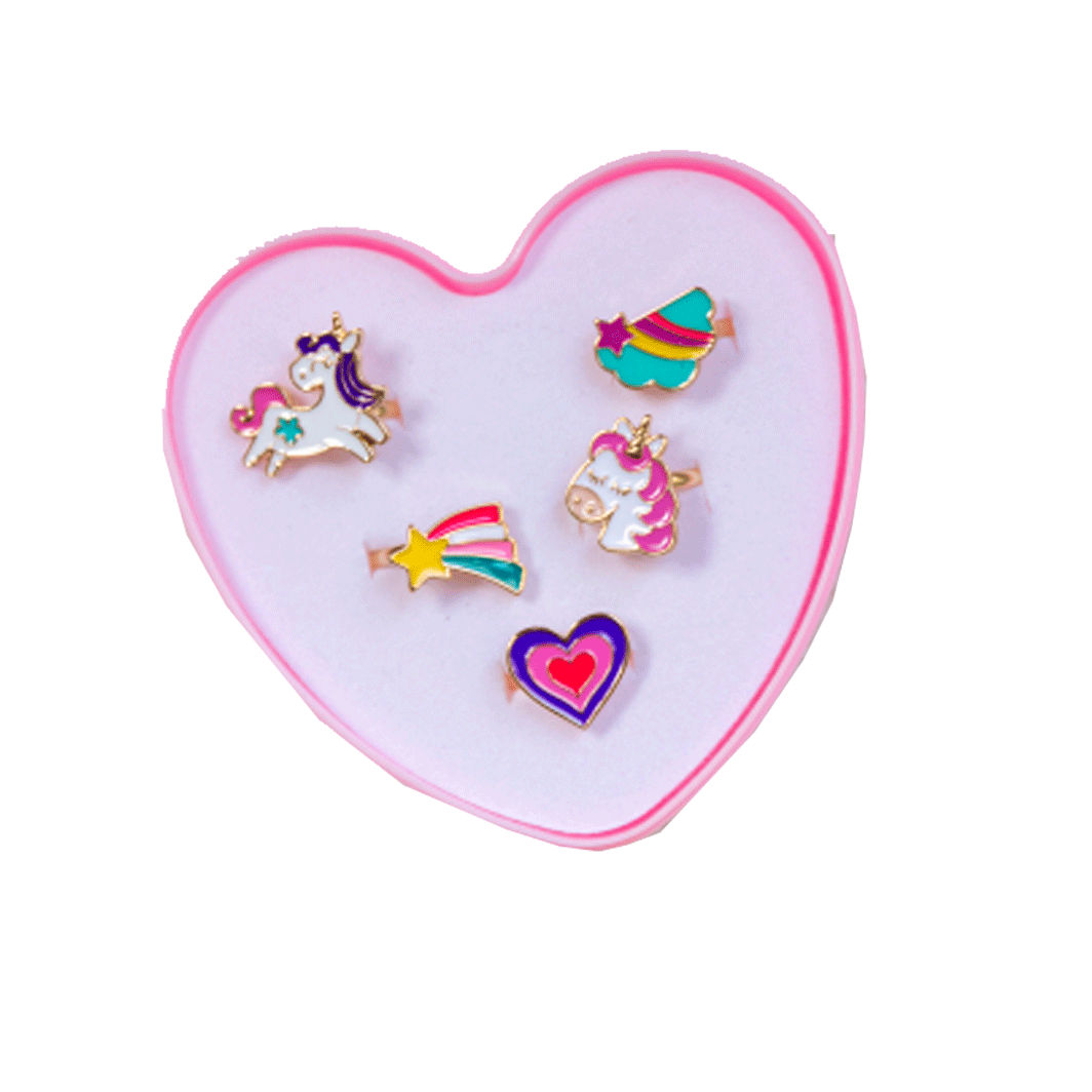 Bonton Rings for Kids in a Heart-Shaped Box