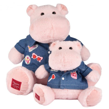 Doudou et Compagnie Flodhest bamse, Lyserød m/denimjakke - 38 cm
