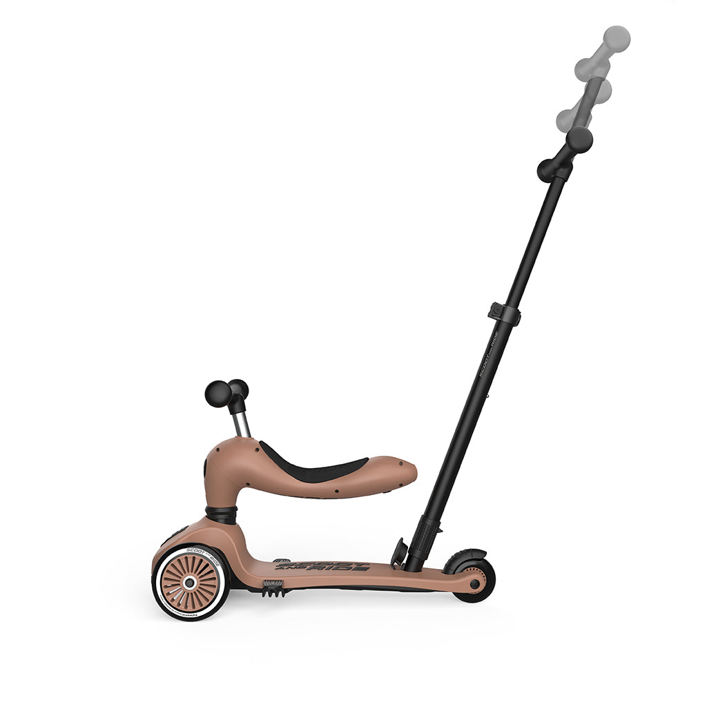 Scoot and Ride, Highway Kick 1, Push &amp; Go Scooter with Push Bar - Mocha