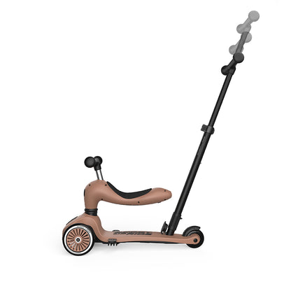 Scoot and Ride, Highway Kick 1, Push &amp; Go Scooter with Push Bar - Mocha