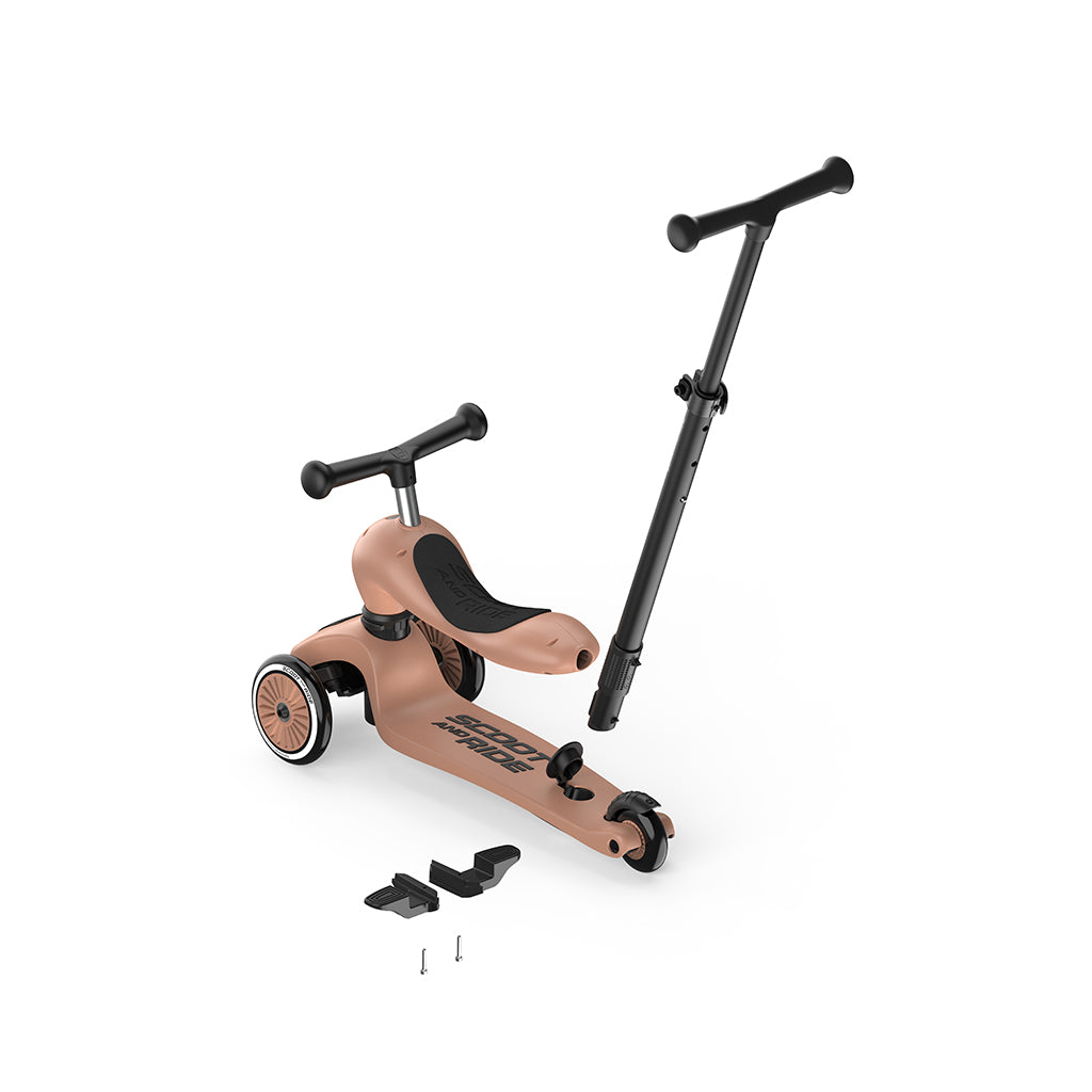 Scoot and Ride, Highway Kick 1, Push &amp; Go Scooter with Push Bar - Mocha