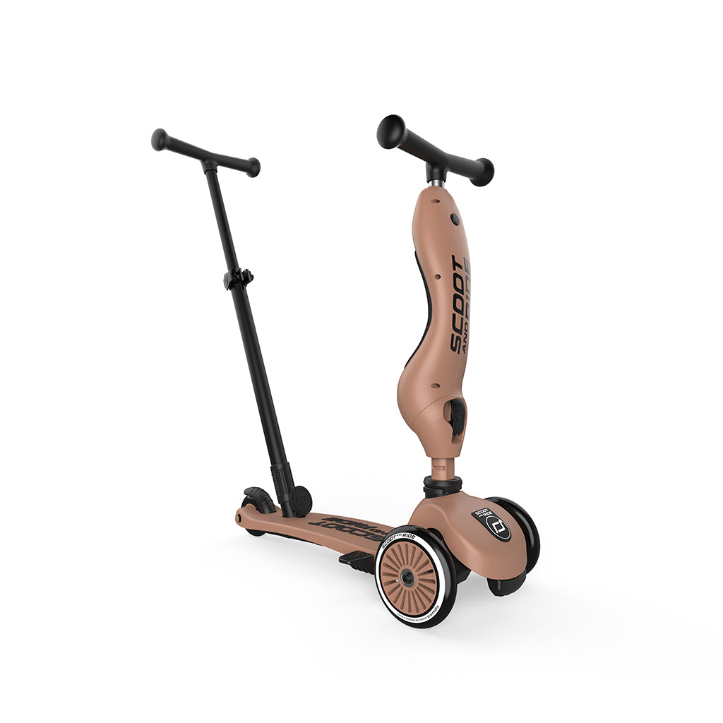 Scoot and Ride, Highway Kick 1, Push &amp; Go Scooter with Push Bar - Mocha