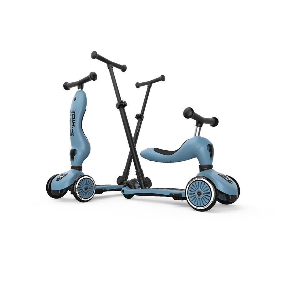 Scoot and Ride, Highway Kick 1, Push &amp; Go Scooter with Push Bar - Steel