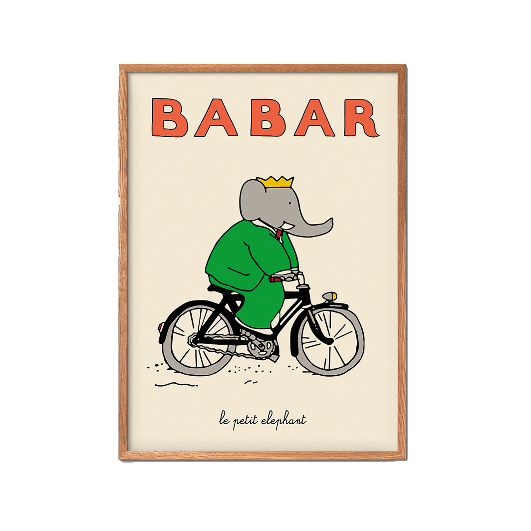 Babar Bicycle Poster, Jean de Brunhoff – Multiple Sizes Available