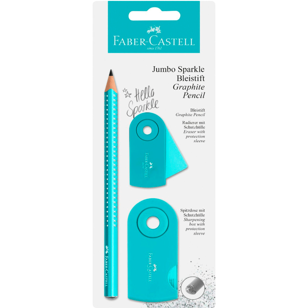 Faber-Castell 3-in-1 Jumbo Sparkle Set, Turquoise Glitter