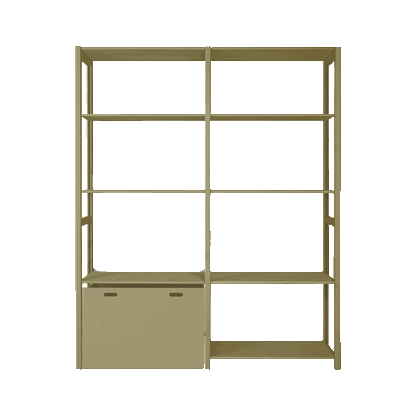 By Aulum Eshøj shelving unit with storage, H: 179 / H: 198 x W: 163 cm - Olive