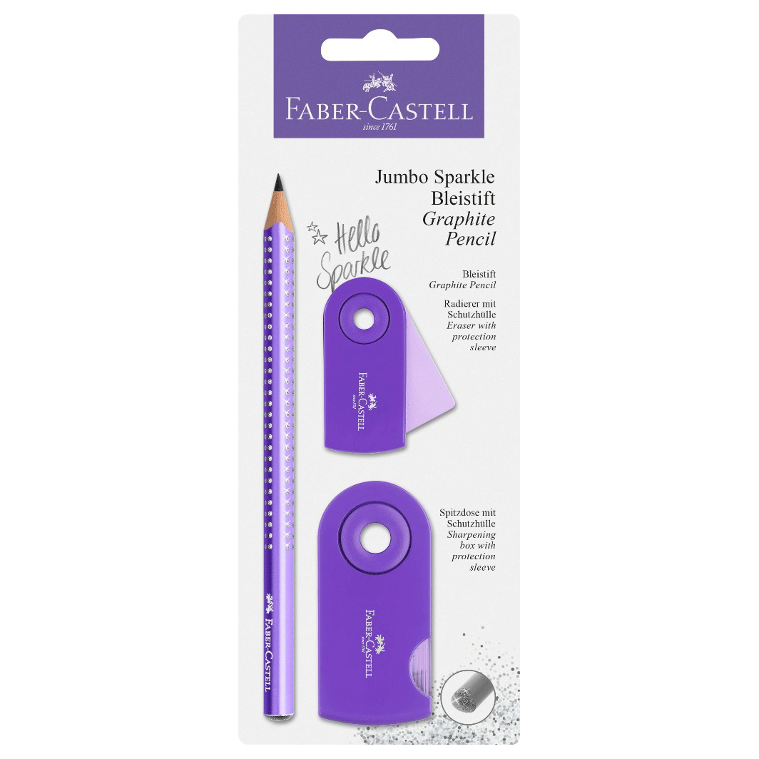 Faber-Castell 3-in-1 Jumbo Sparkle Set, Purple Glitter