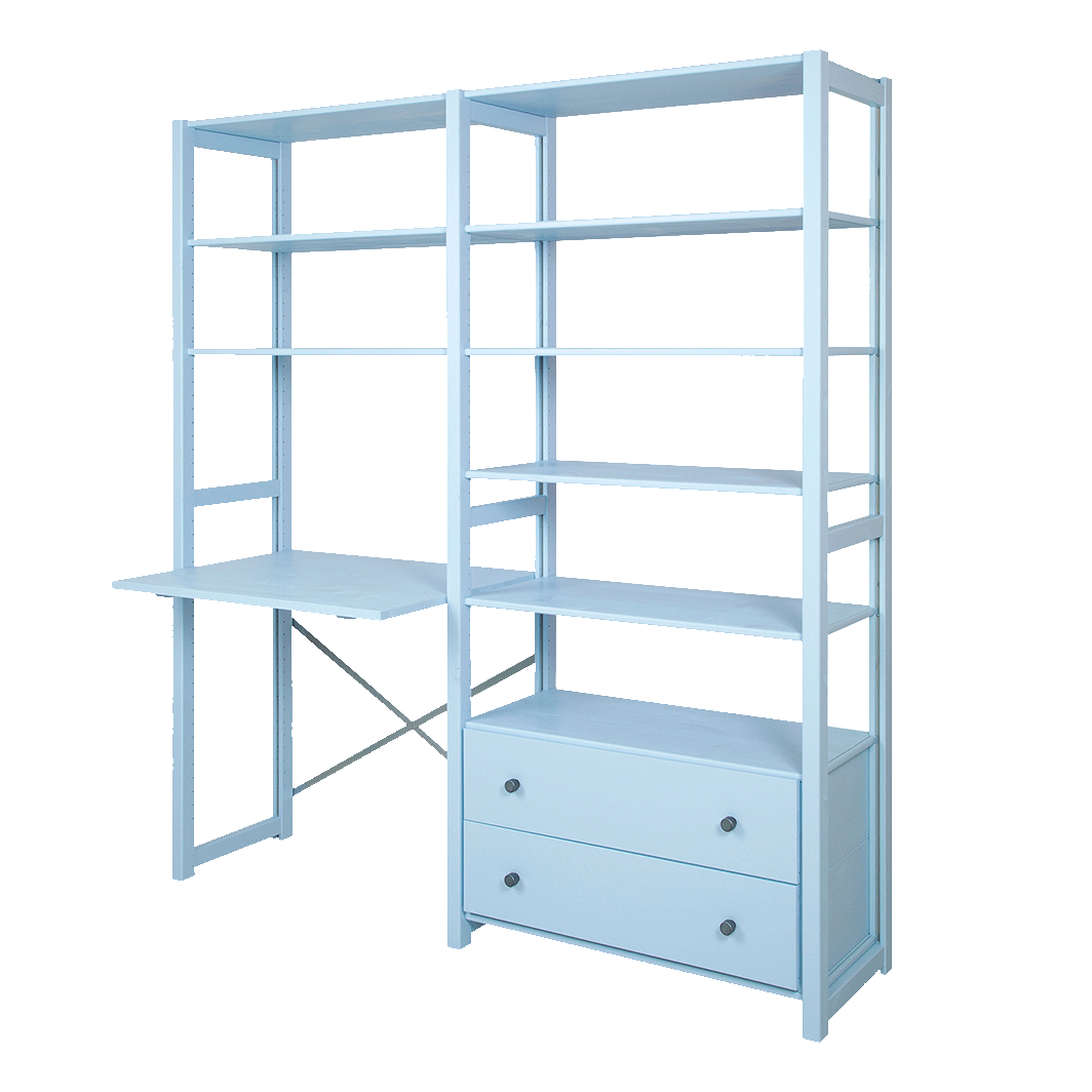 By Aulum Agger Deluxe Ladder Shelf with Desk, H: 198 x W: 163 cm - Himalayan Blue