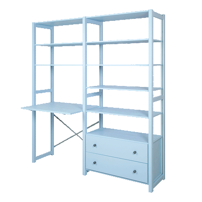 By Aulum Agger Deluxe Ladder Shelf with Desk, H: 198 x W: 163 cm - Himalayan Blue