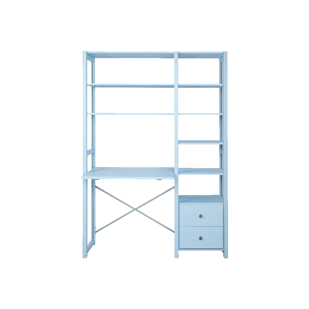 By Aulum Astrup ladder shelf with integrated desk, H: 179 / H: 198 x W: 125 cm – Himalayan Blue