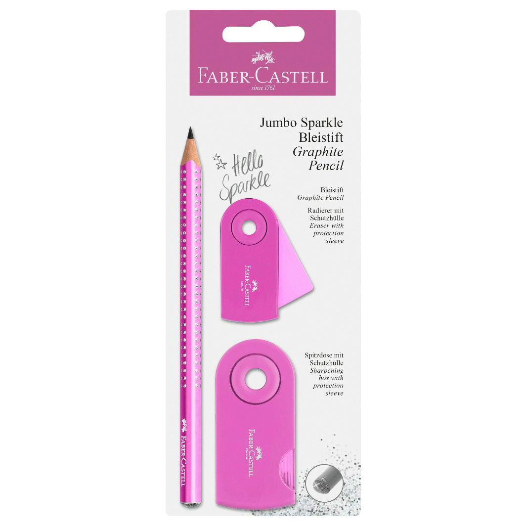 Faber-Castell 3-in-1 Jumbo Sparkle Set, Pink Glitter