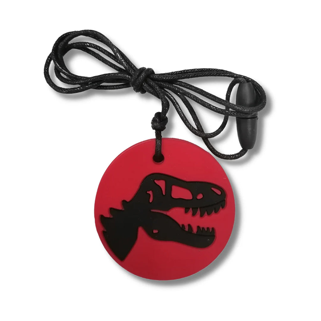 JellyStone Designs, Sensory Chew Necklace, Medium - Red Dino