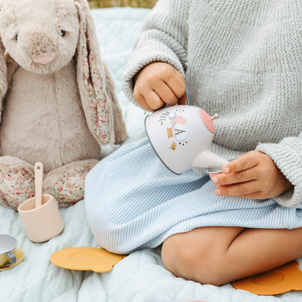 Moulin Roty Suitcase with Tea Set, 14 Pieces - Les Parisiennes