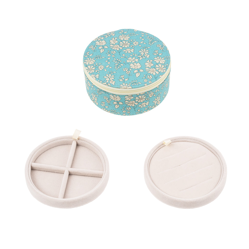 Bon Dep Jewelry Box with Liberty Print, Round - Capel Soft Teal