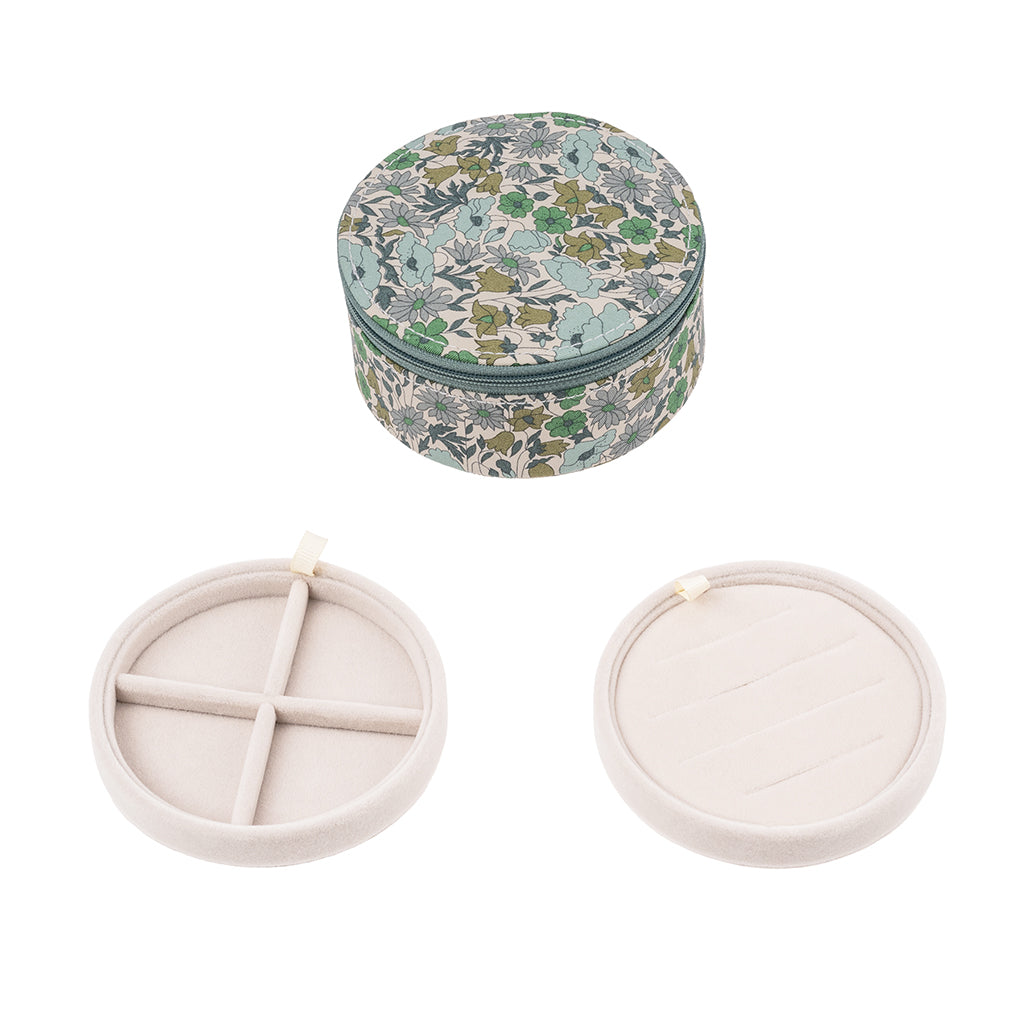 Bon Dep Jewelry Case with Liberty Print, Round – Poppy and Daisy Teal