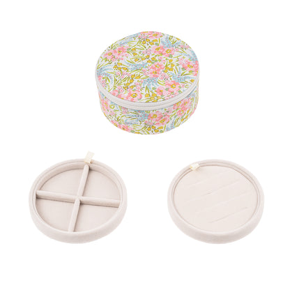 Bon Dep Jewelry Box with Liberty Print, Round - Swirling Petals Pink