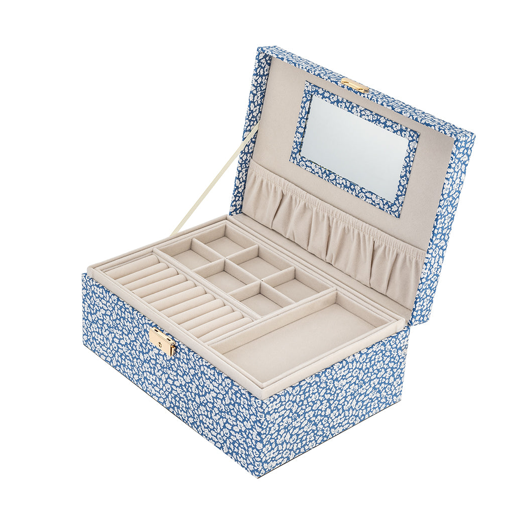 Bon Dep Jewelry Box with Liberty Print, Square - Feather Blue