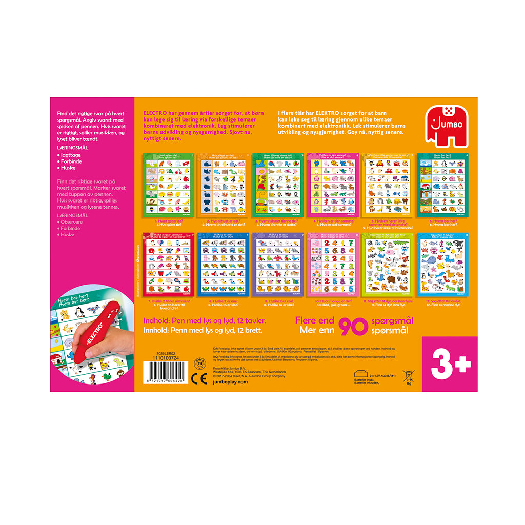 Jumbo Electro, Play and Learn with Light Pen - Animals, (Danish and Norwegian)