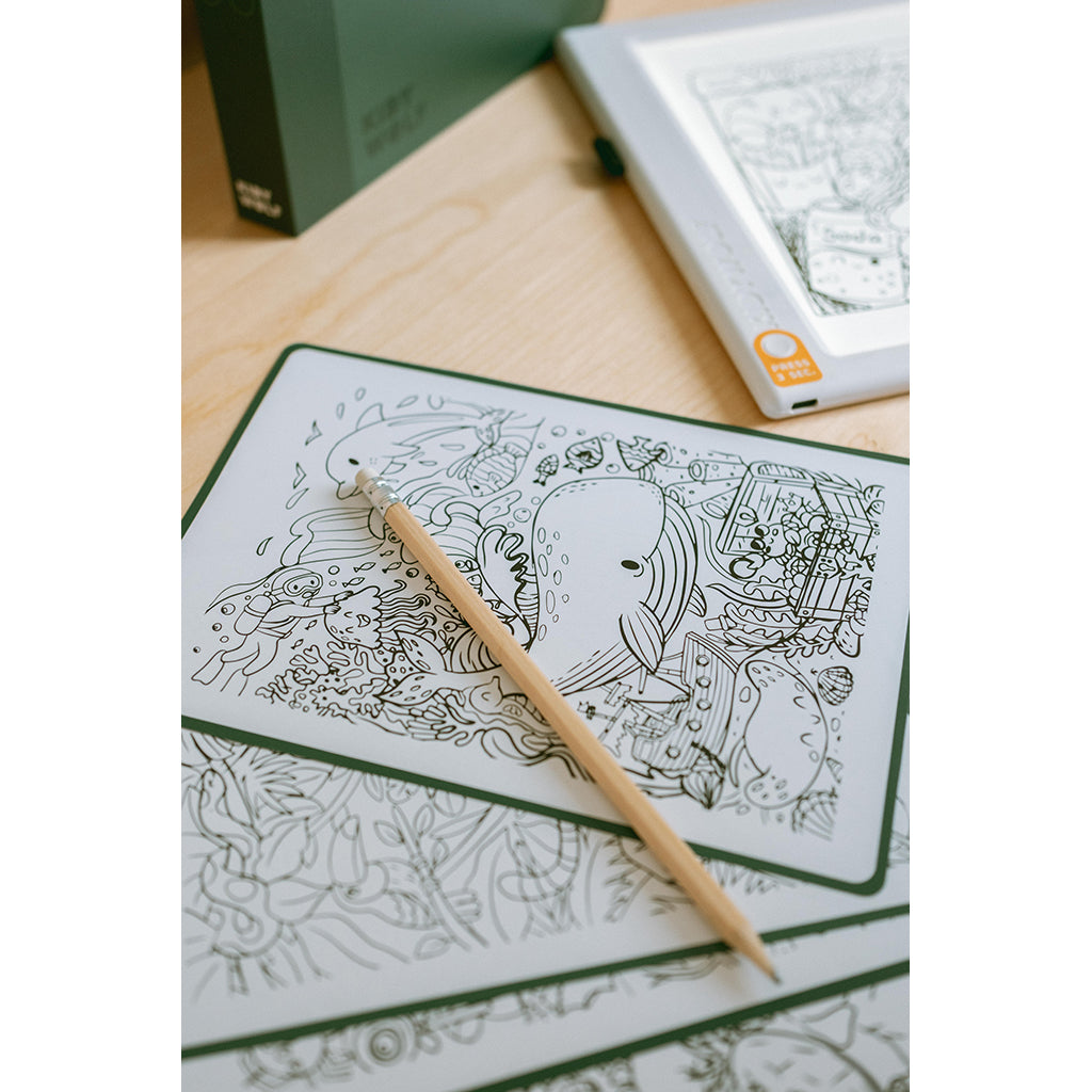 Kidywolf Kidydraw, Drawing Board with Light and Templates - Melí Meló