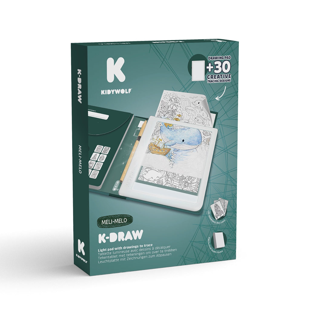 Kidywolf Kidydraw, Drawing Board with Light and Templates - Melí Meló