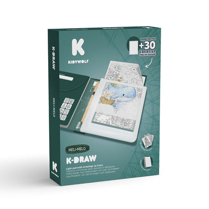 Kidywolf Kidydraw, Drawing Board with Light and Animal Stencils