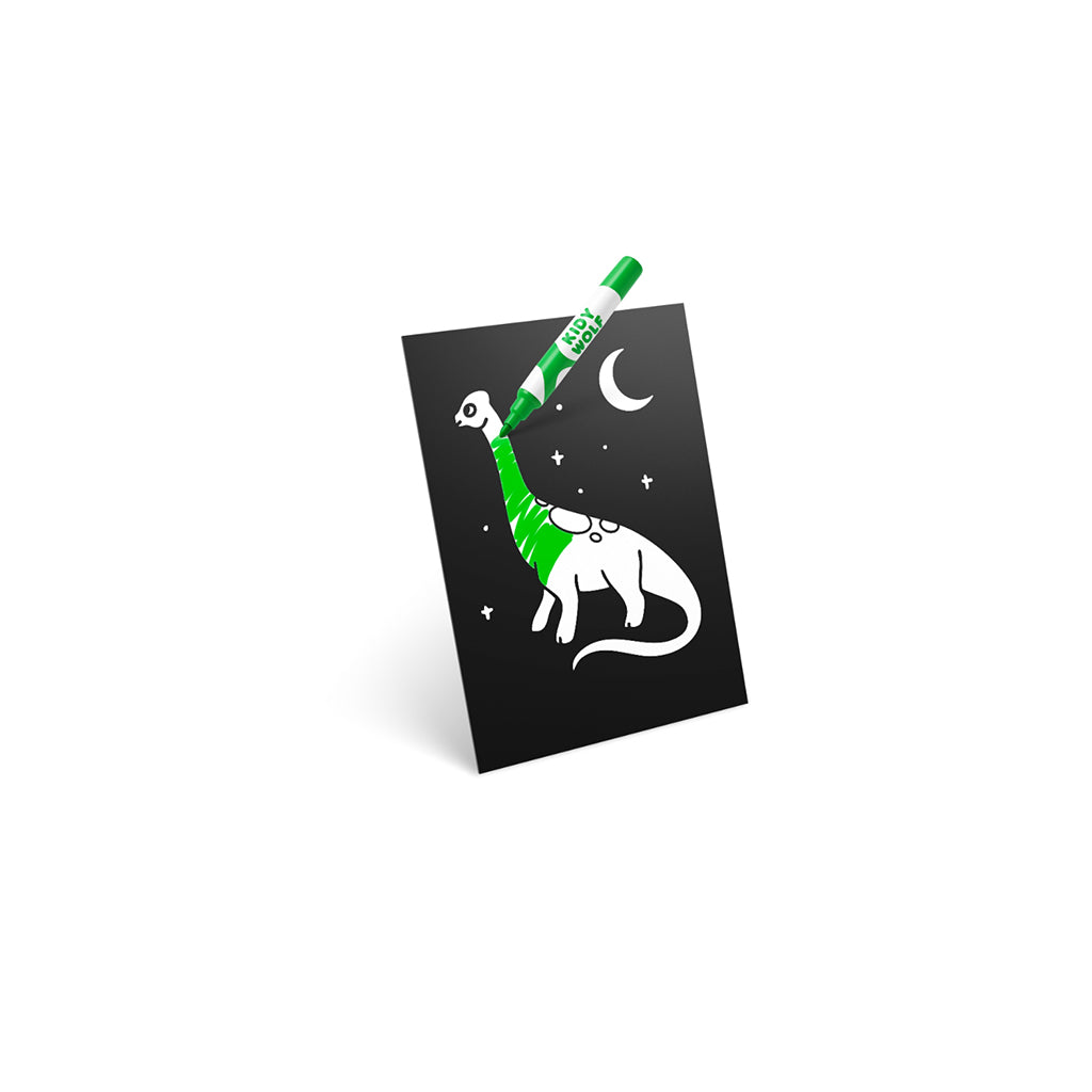 Kidyneon, DIY Glow-in-the-Dark Pictures with Green Neon Thread - Dinosaur
