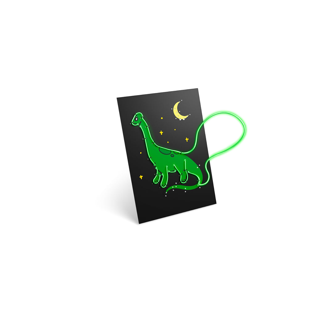 Kidyneon, DIY Glow-in-the-Dark Pictures with Green Neon Thread - Dinosaur