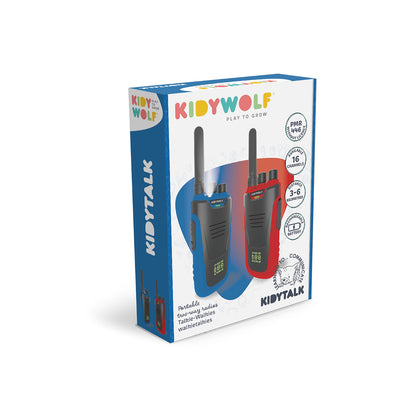 Kidywolf Walkie Talkie for Kids, Kidytalk - Blue/Red