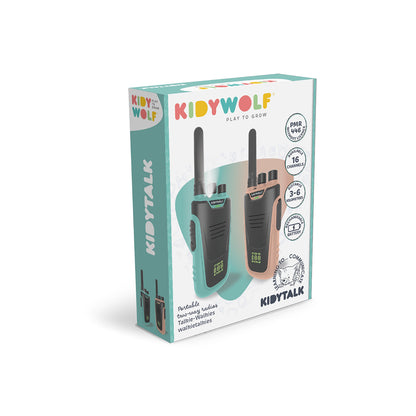 Kidywolf Walkie Talkie for Kids, Kidytalk - Cyan/Nude